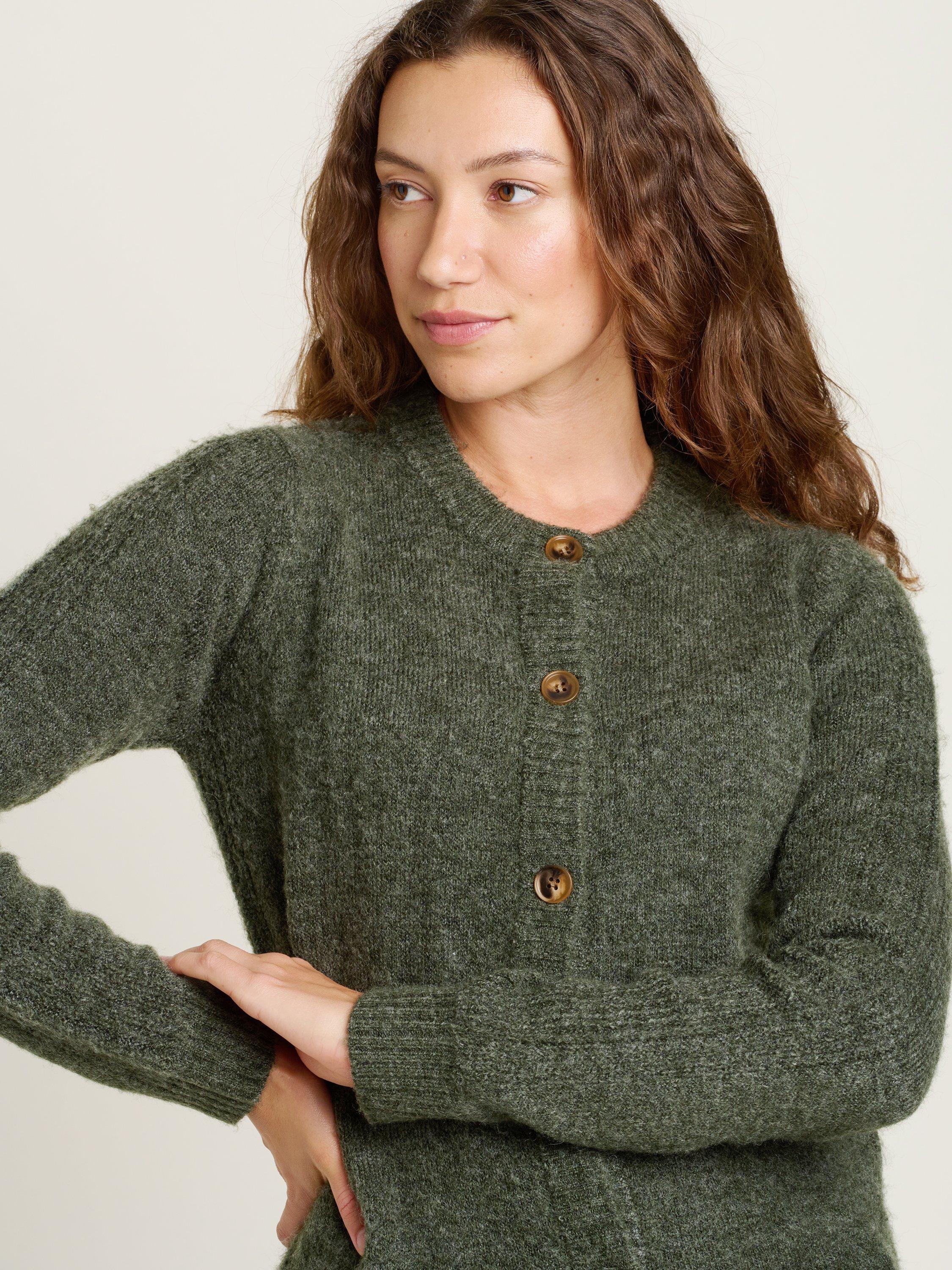 Product image 3 of 4, which shows Brakeburn Rib Stitch Cardigan, Green, 8