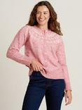 Brakeburn Florisle Knit Cardigan, Pink/White