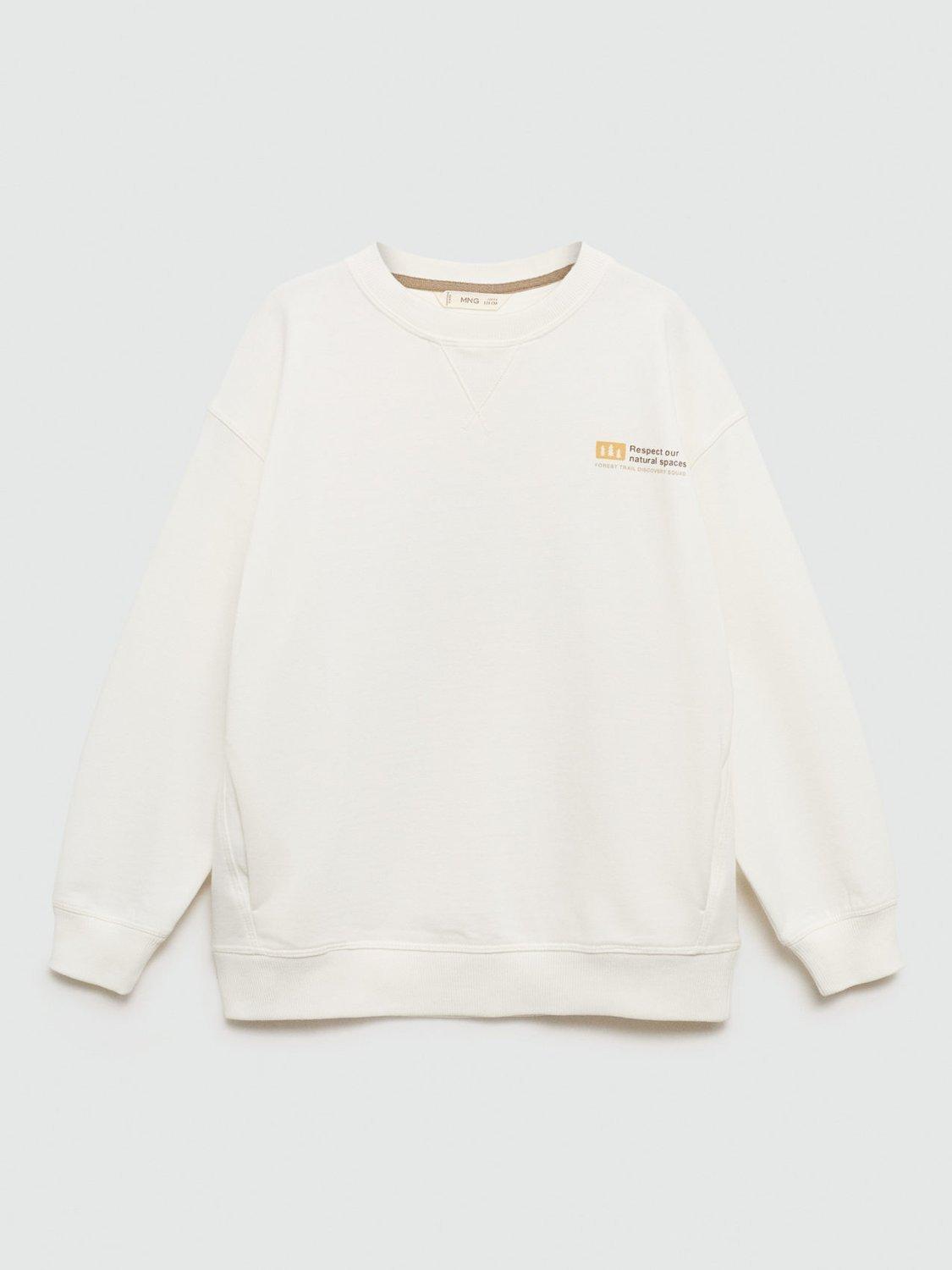 Mango Kids' Daisetsuzan Graphic Sweatshirt, Natual White