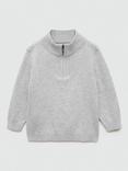 Mango Kids' Harry High Zip Neck Jumper, Grey