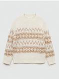 Mango Kids' Nordic Fair Isle Jumper, Natural White