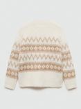 Mango Kids' Nordic Fair Isle Jumper, Natural White