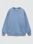 Mango Kids' Elements Oversized Sweatshirt, Medium Blue