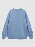 Mango Kids' Elements Oversized Sweatshirt, Medium Blue