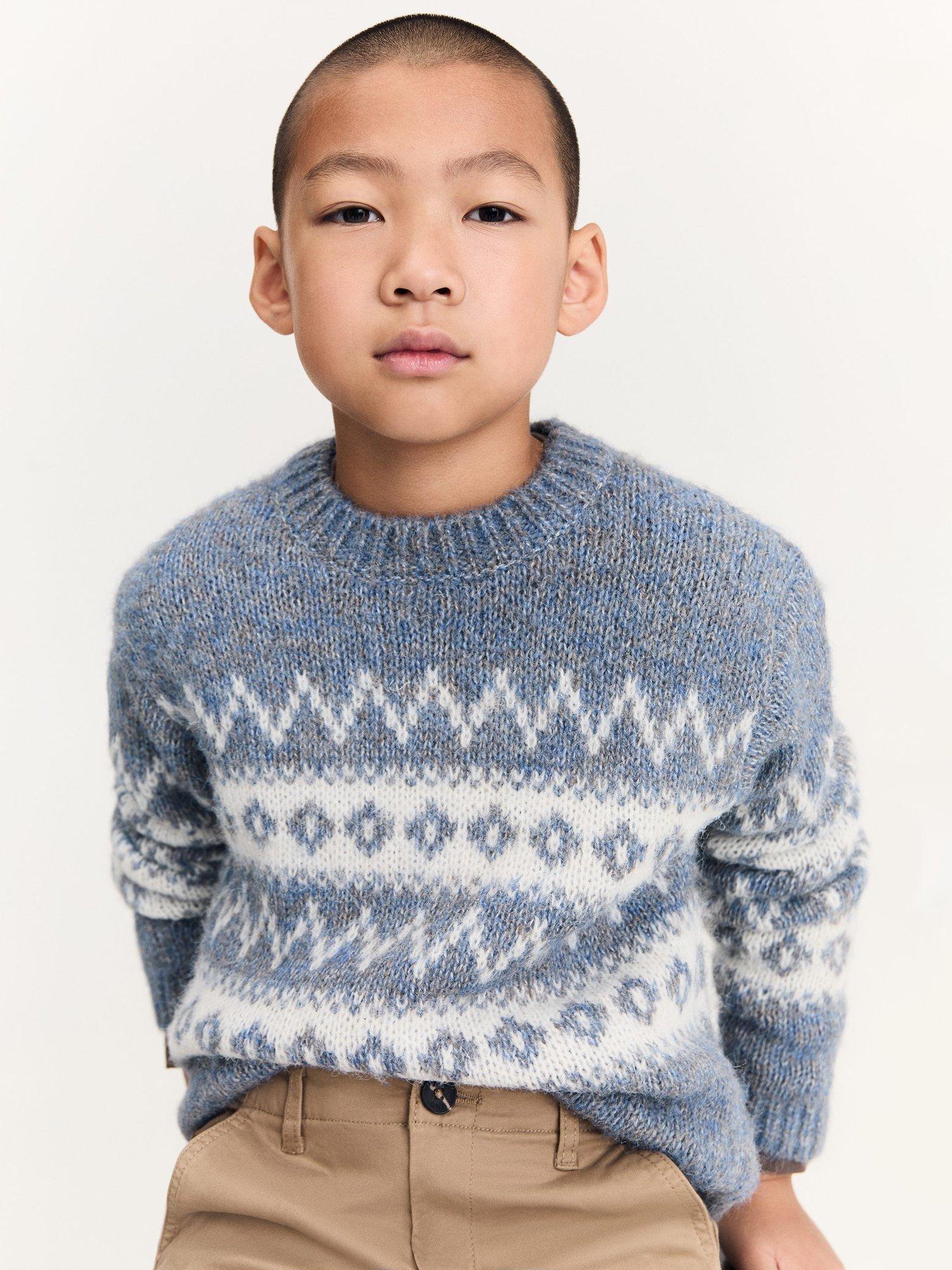 Mango Kids Fair Isle Jumper Medium Blue