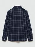 Mango Kids' Nil Regular Fit Cotton Check Shirt, Navy