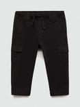 Mango Baby Nico Cargo Jogger Trousers, Black