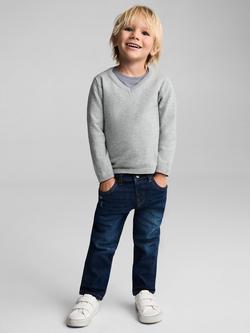 Mango Kids' Picob V-Neck Jumper, Grey - view 2, Grey