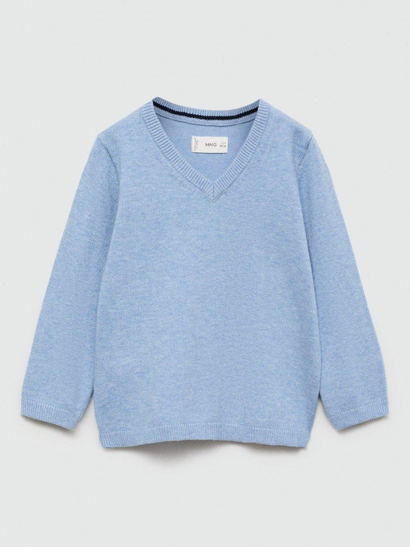 Product image 1 of 3, which shows Mango Kids' Picob Jumper, Pastel Blue, 12-18 months