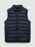 Mango Kids' Alvaro Quilted Gilet, Navy