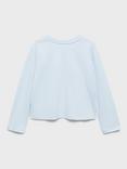 Mango Kids' Chiffy Floral Embroidered Long Sleeve Tee, Pastel Blue