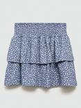 Mango Kids' Piscis Floral Print Skirt, Blue/Multi