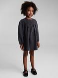 Mango Kids' Crochi Cotton Long Sleeve Dress, Charcoal