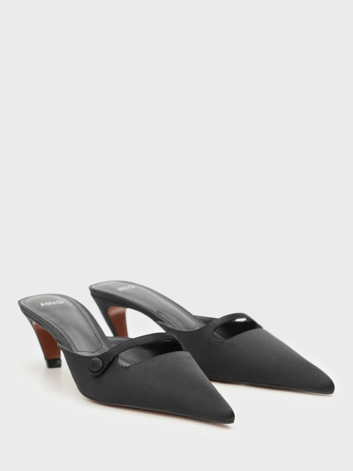 Product image 2 of 5, which shows Mango Novel Kitten Heel Mule Court Shoes, Black, 5
