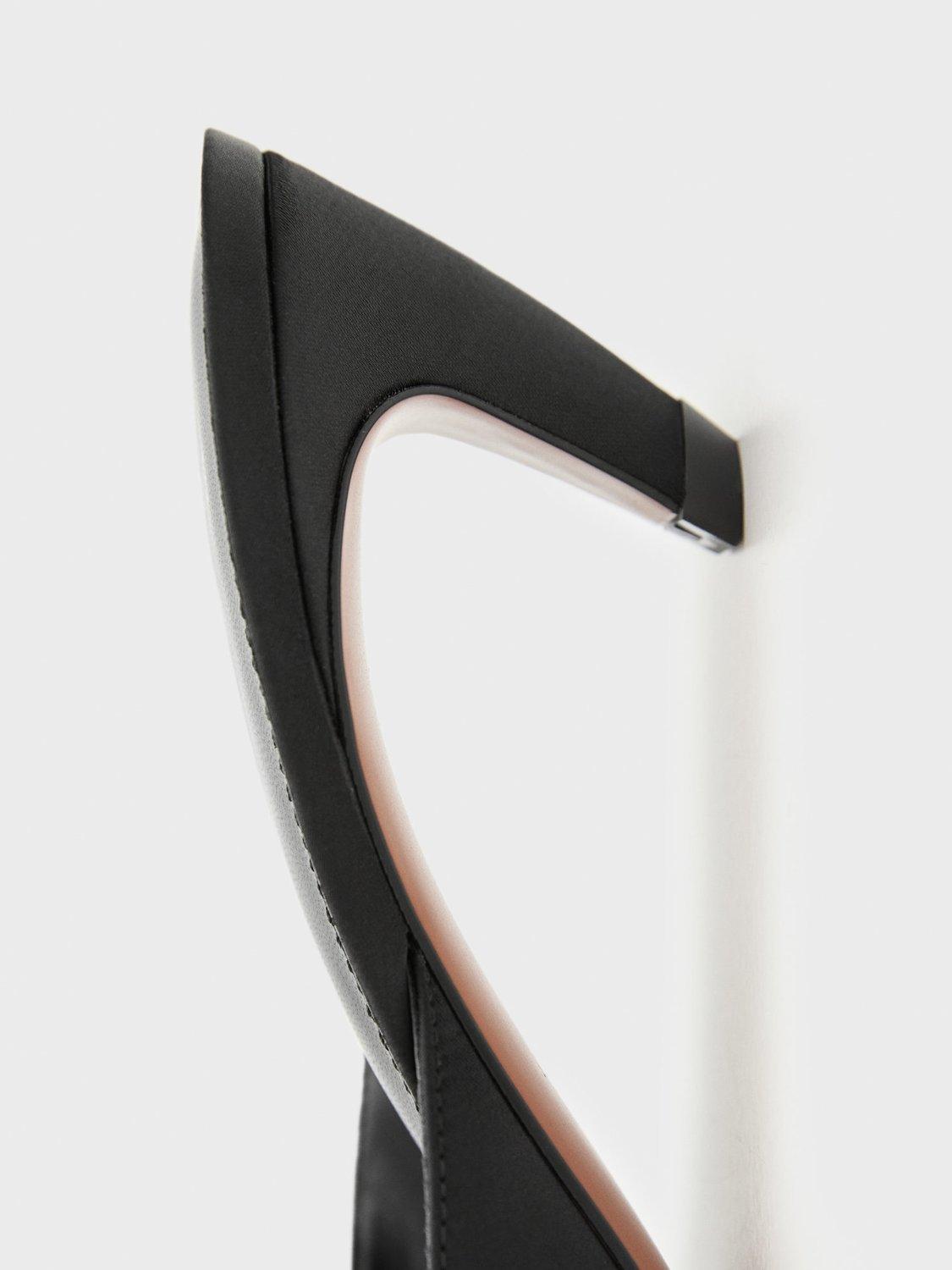 Product image 3 of 5, which shows Mango Novel Kitten Heel Mule Court Shoes, Black, 5
