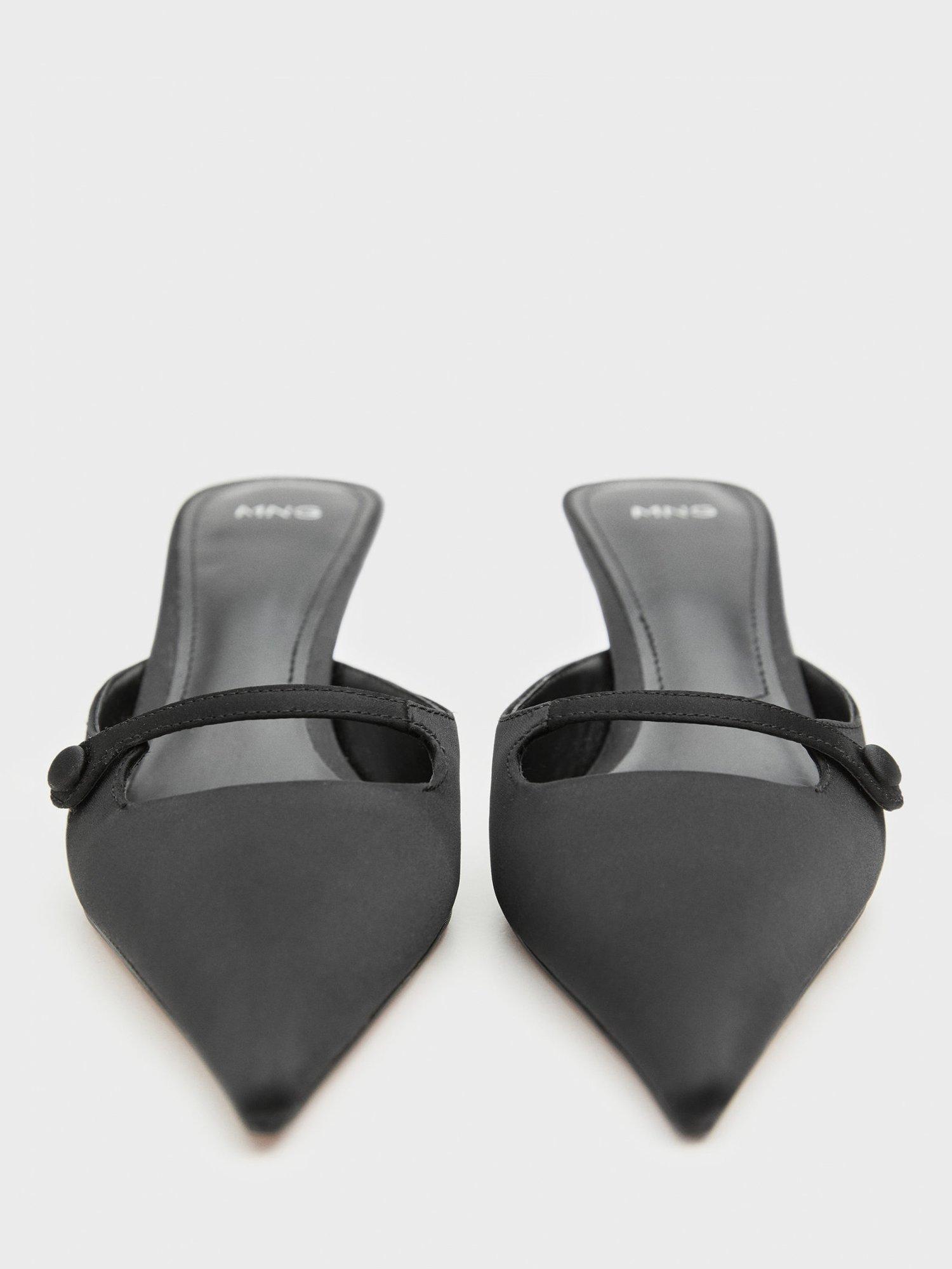 Product image 4 of 5, which shows Mango Novel Kitten Heel Mule Court Shoes, Black, 5