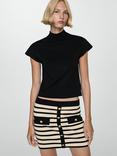 Mango Rayito Stripe Cotton Mini Skirt, Black/Beige