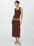 Mango Mint Cross Back Strap Midi Dress, Brown