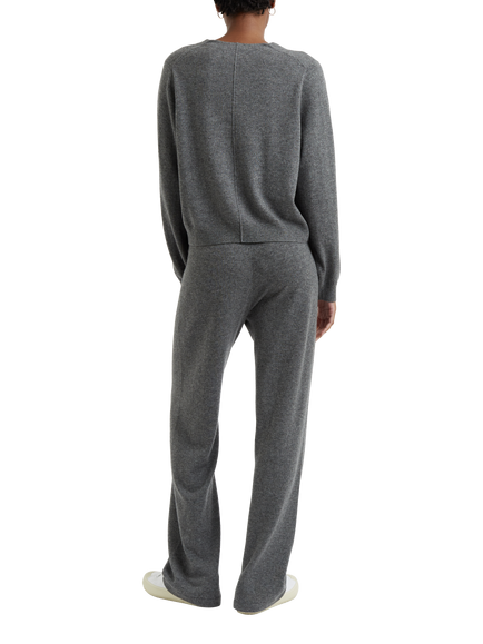 Chinti & Parker Wool Cashmere Wide Leg Trousers, Grey - view 2, Grey