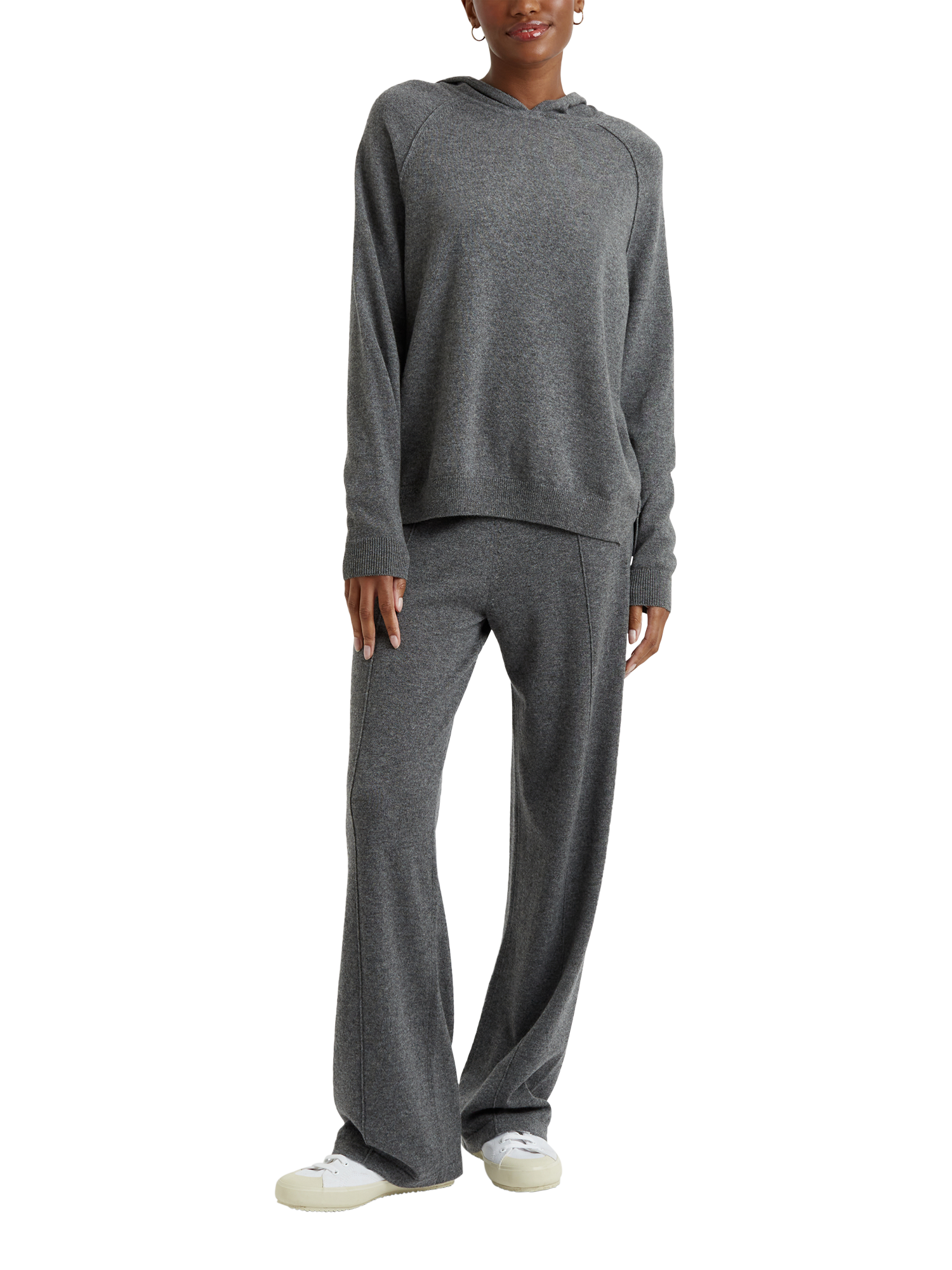 Product image 1 of 3, which shows Chinti & Parker Boxy Wool Cashmere Hoodie, Grey, XS