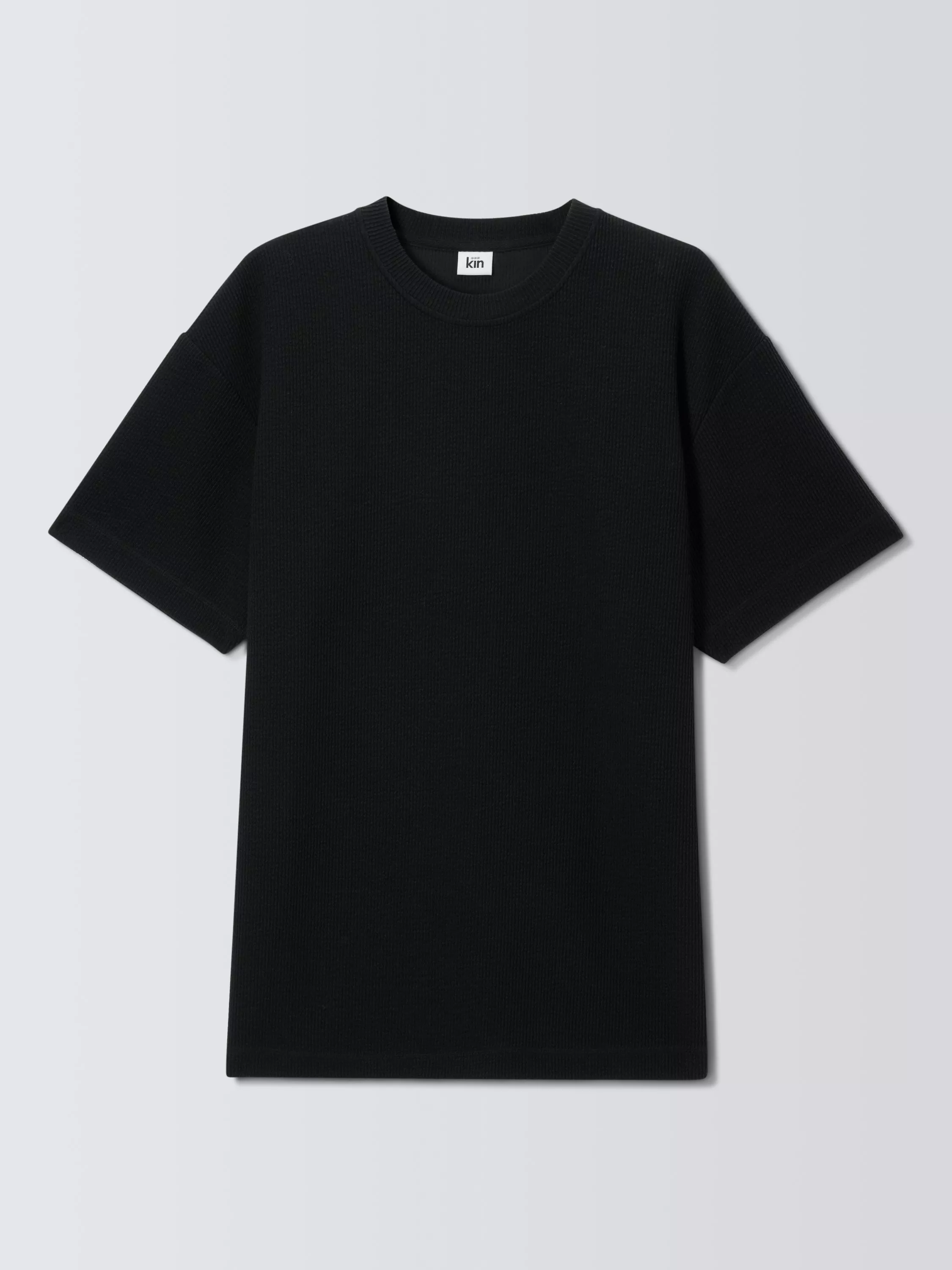 Kin Textured Cotton Blend T Shirt Black Beauty