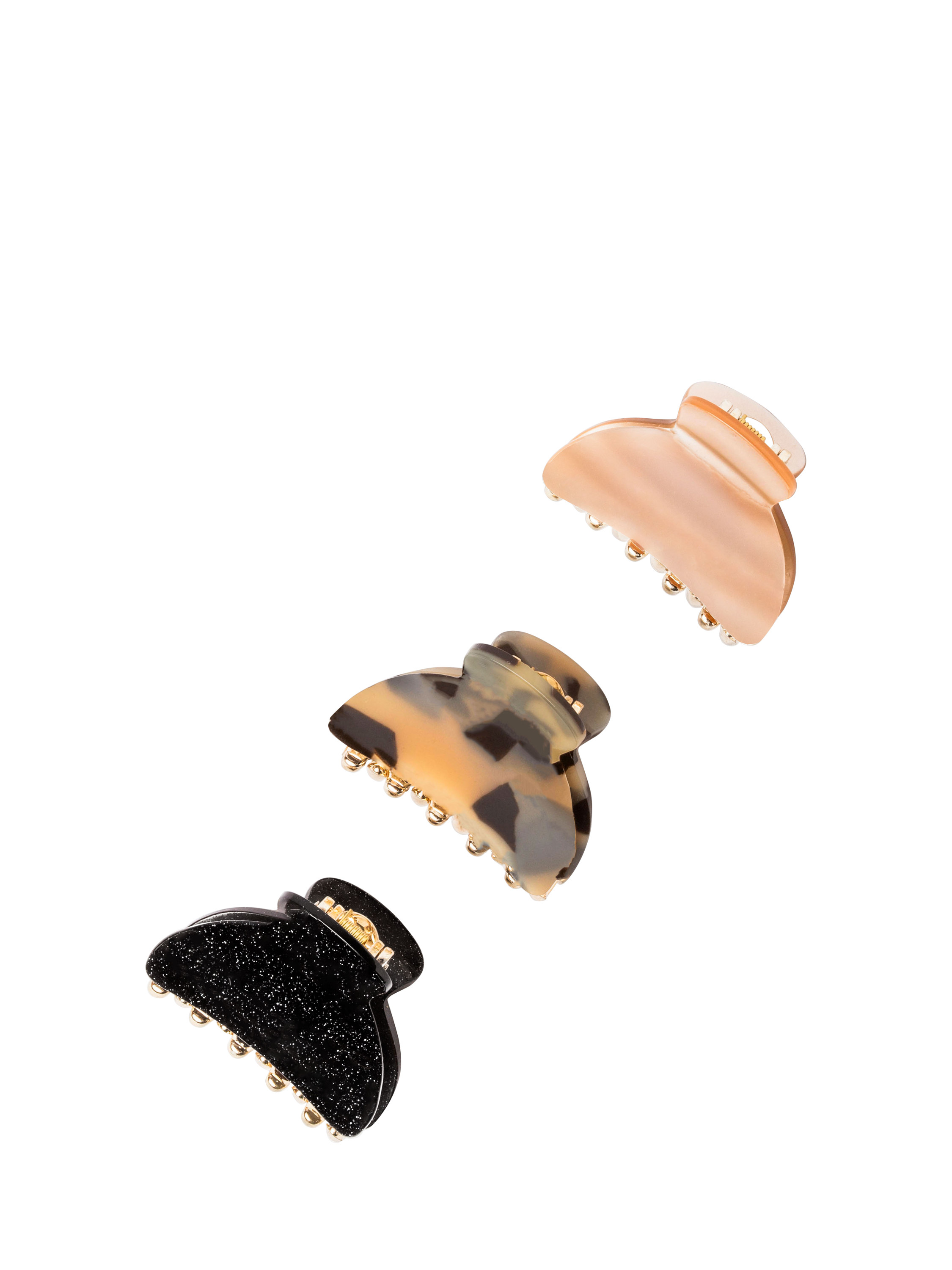 Product image 3 of 5, which shows Bloom & Bay Maya Claw Hair Clips, Set of 3, Black/Multi