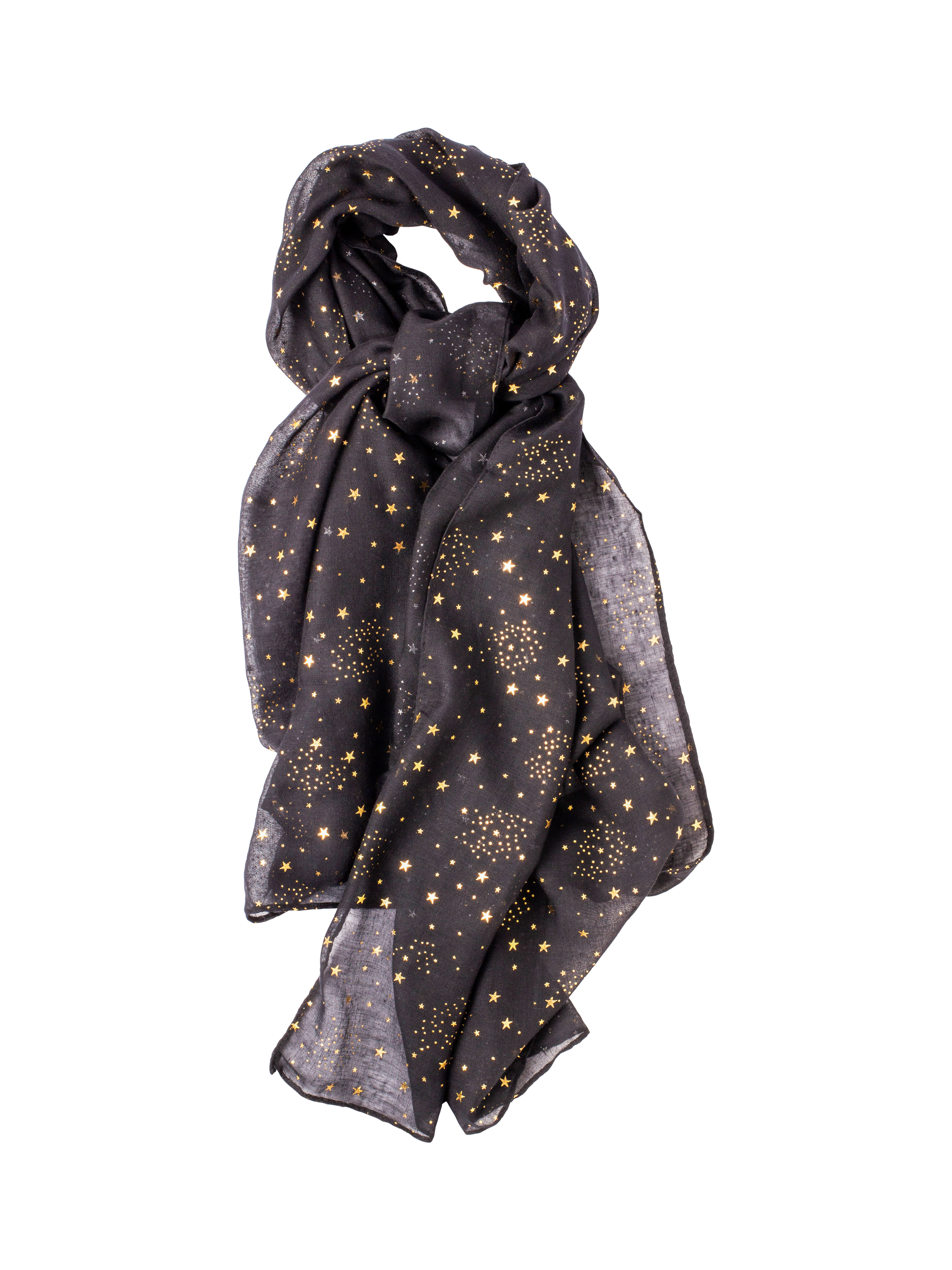 Product image 1 of 6, which shows Bloom & Bay Zara Stars Scarf, Black/Gold