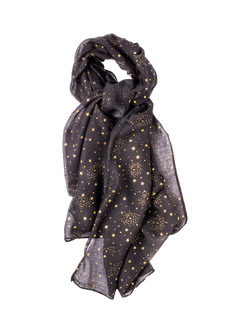 Bloom & Bay Zara Stars Scarf, Black/Gold, Black/Gold