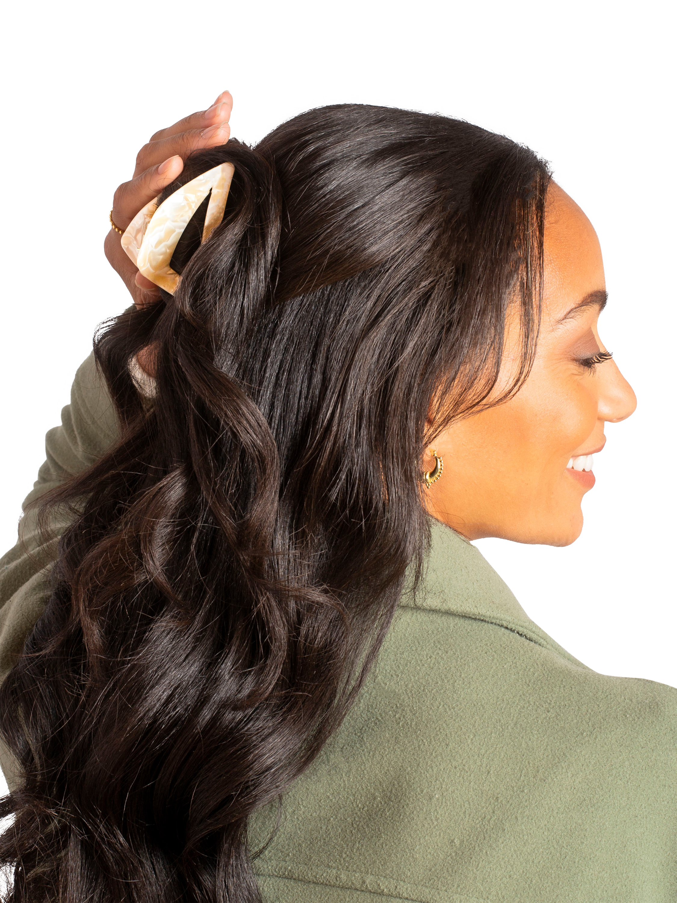 Product image 5 of 5, which shows Bloom & Bay Mimi Large Tortoiseshell Hair Claw, Cream, One Size