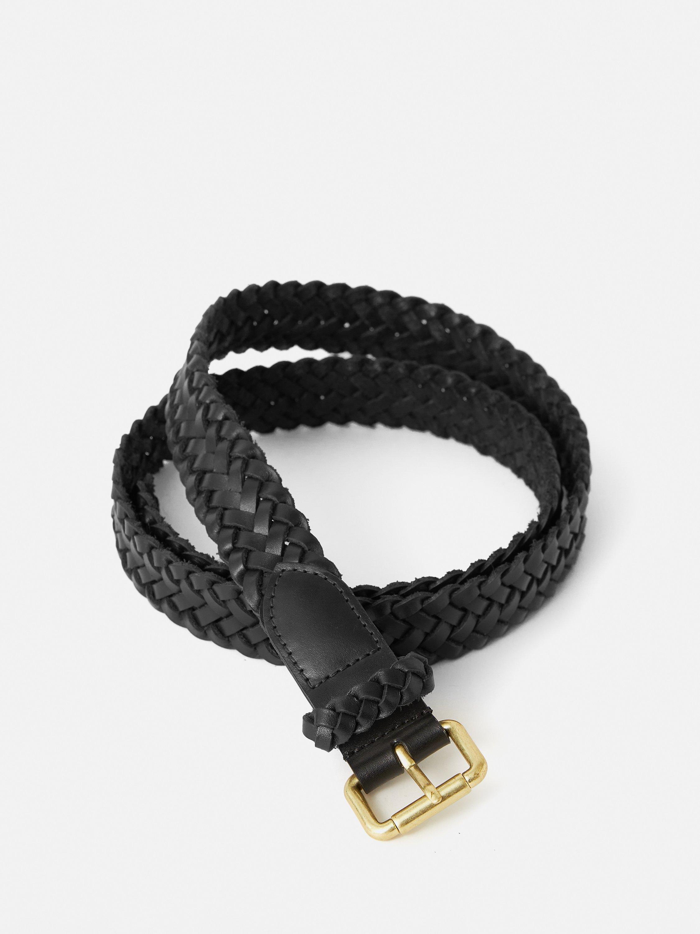 Product image 1 of 5, which shows Jigsaw Woven Leather Belt, Black, S
