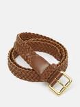 Jigsaw Woven Leather Belt, Tan