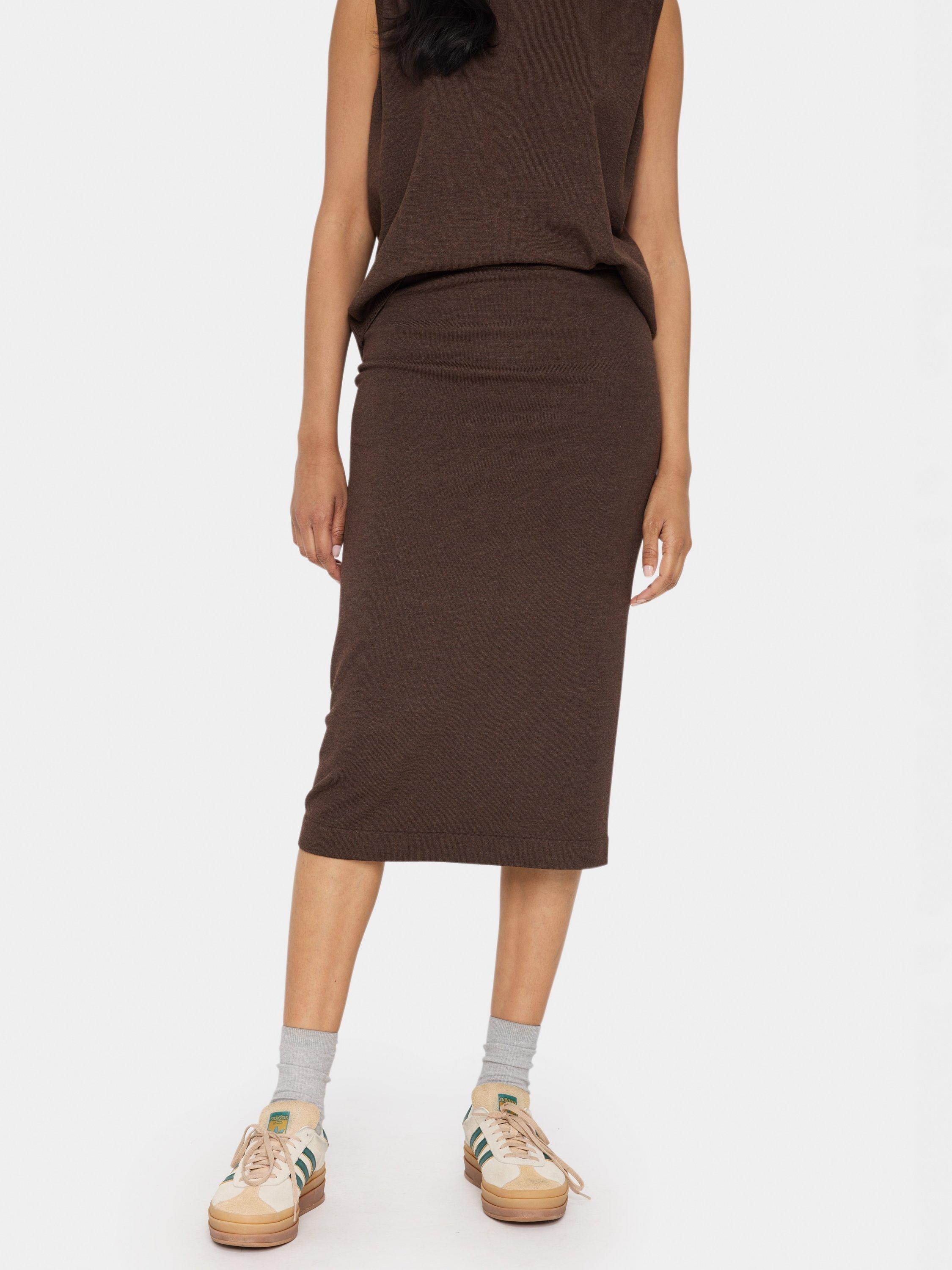 Saint Tropez Mila Knit Pencil Skirt, Dark Oak Melange