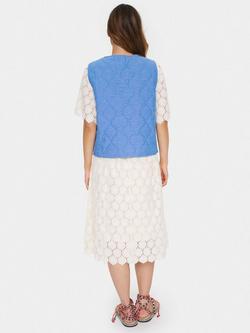 Saint Tropez Quilted Tie Front Waistcoat, Blue - view 2, Blue