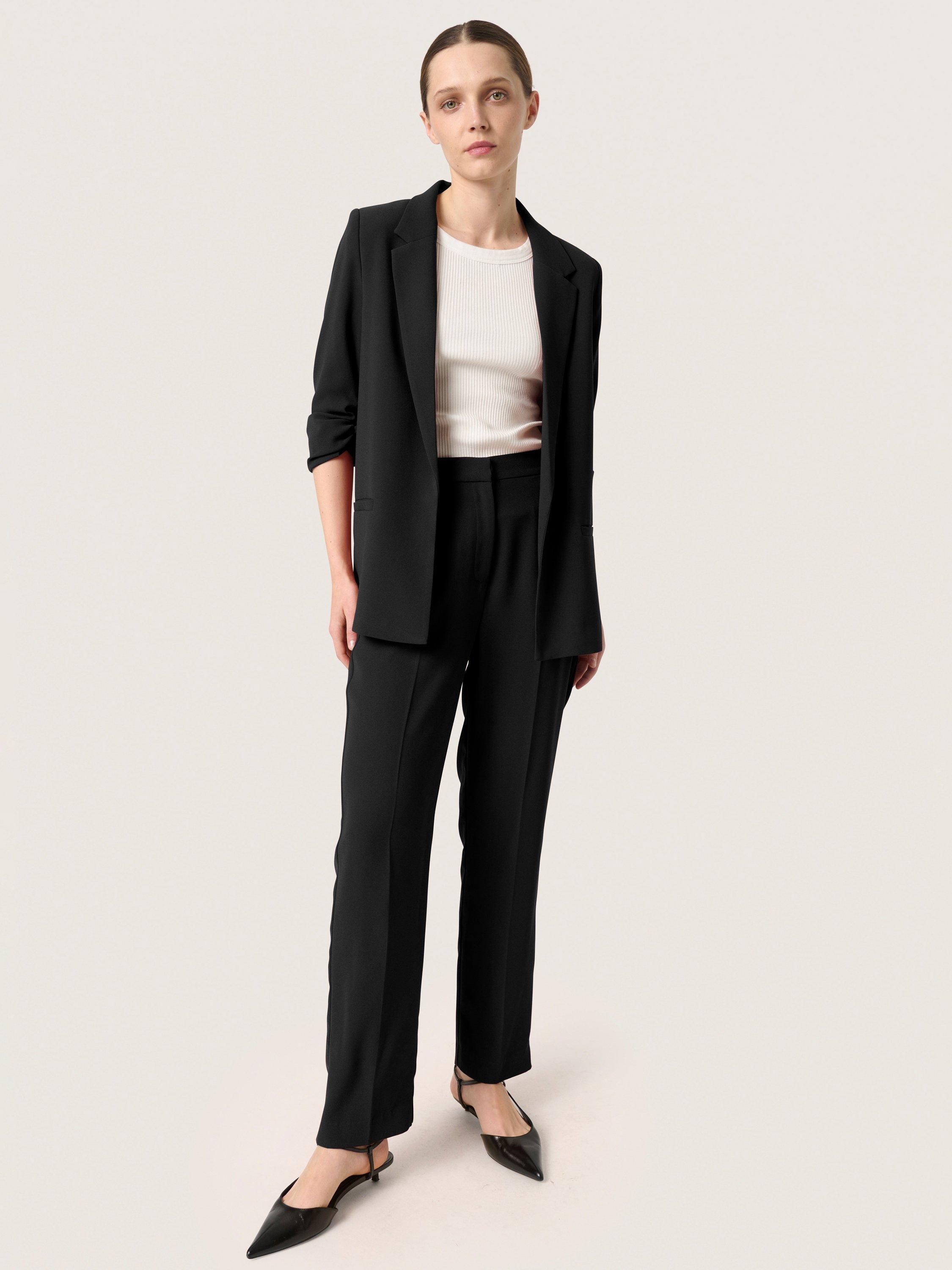 Product image 3 of 6, which shows Soaked In Luxury Straight Leg Trousers, Black, M