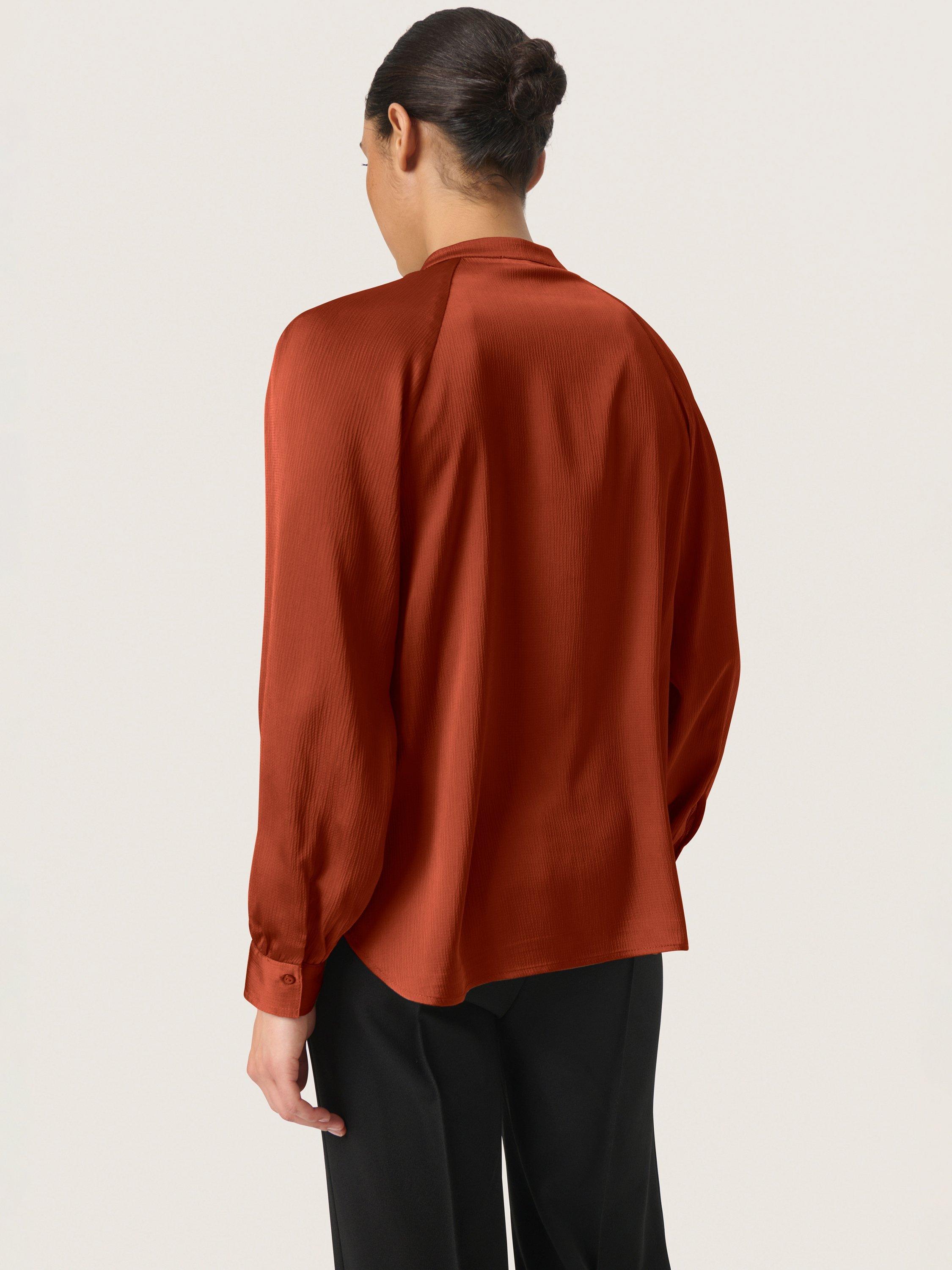 Product image 2 of 6, which shows Soaked In Luxury Ioana V-Neck Blouse, Russet Brown, XS