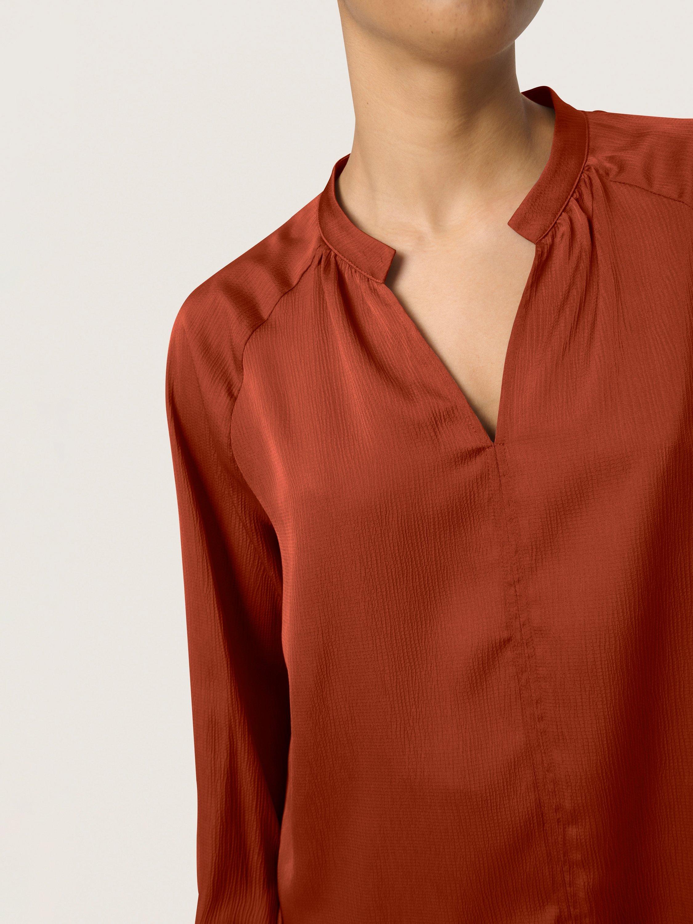Product image 4 of 6, which shows Soaked In Luxury Ioana V-Neck Blouse, Russet Brown, XS