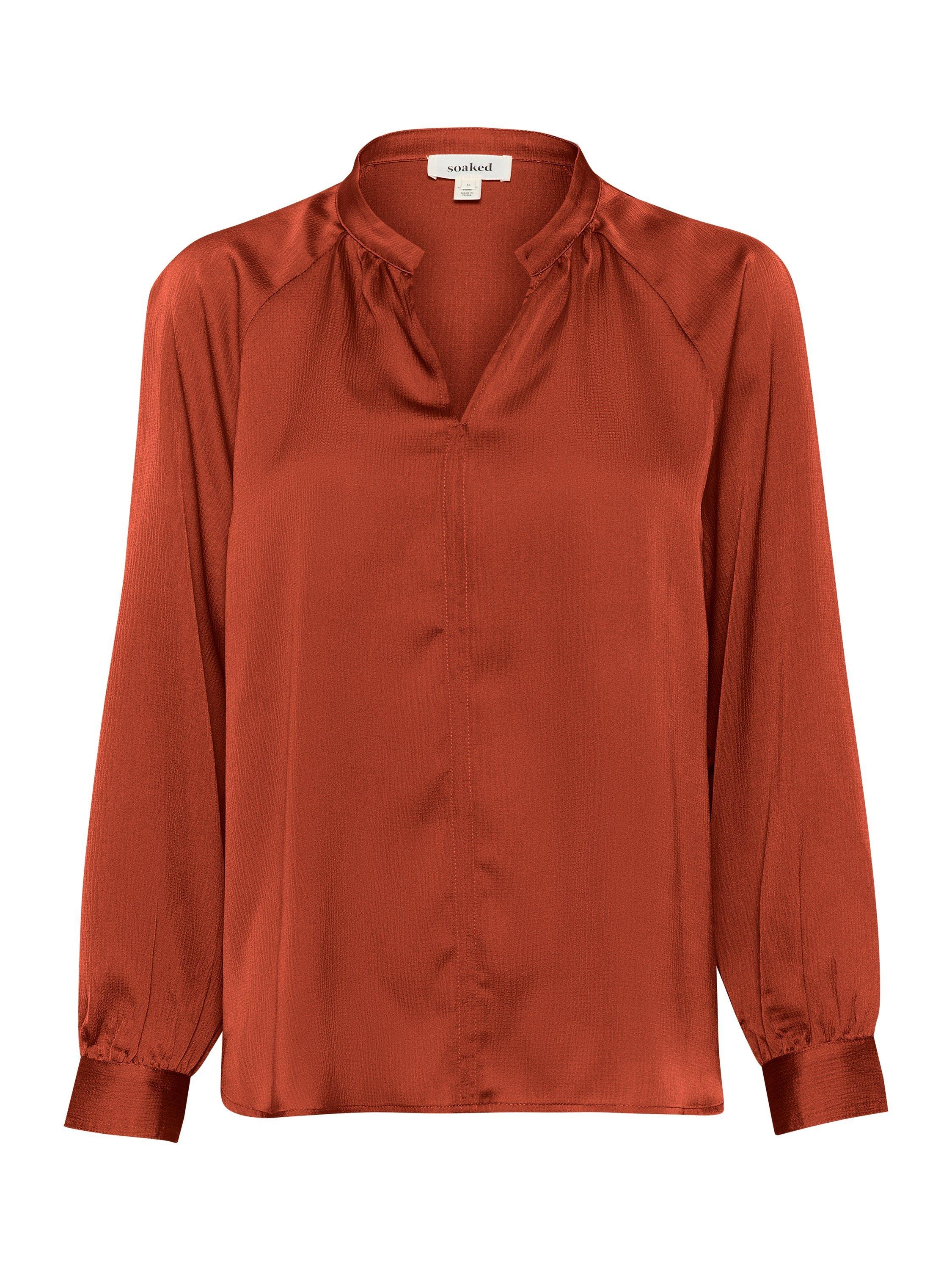 Product image 5 of 6, which shows Soaked In Luxury Ioana V-Neck Blouse, Russet Brown, XS