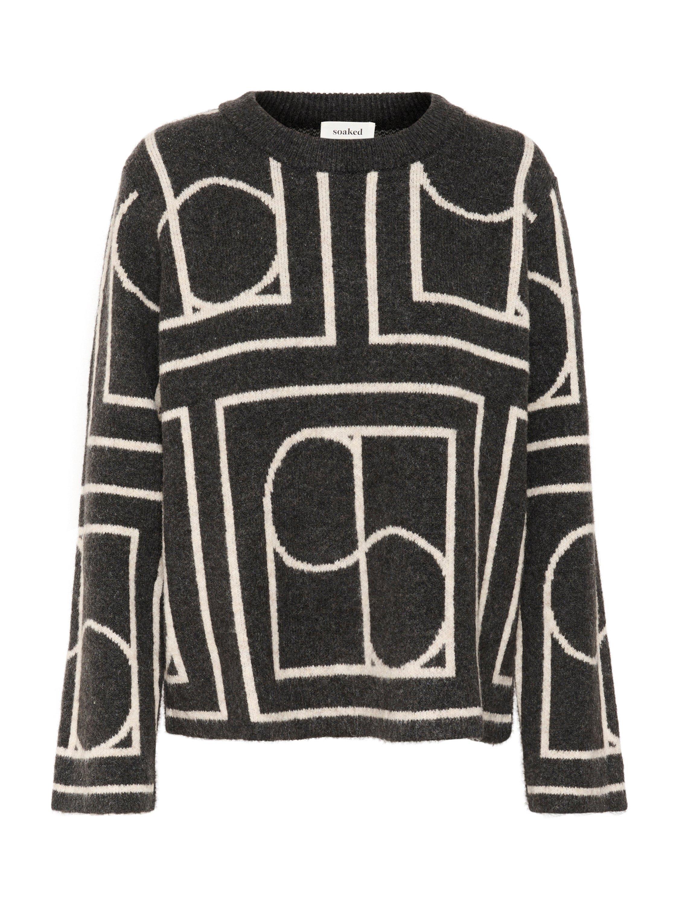 Product image 1 of 2, which shows Soaked in Luxury Abstract Knitted Jumper, Multi, L