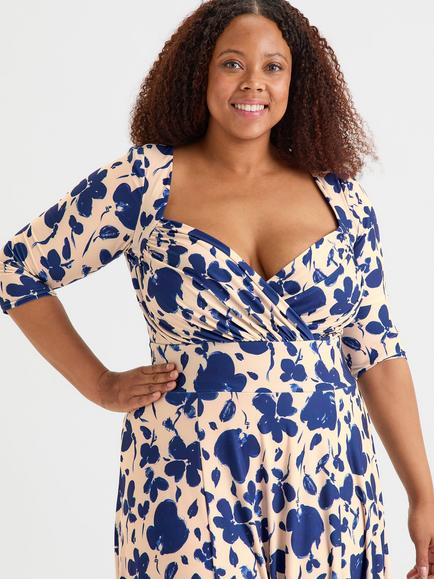 Scarlett & Jo Elizabeth Print Maxi Dress, Cream/Blue - view 2, Cream/Blue