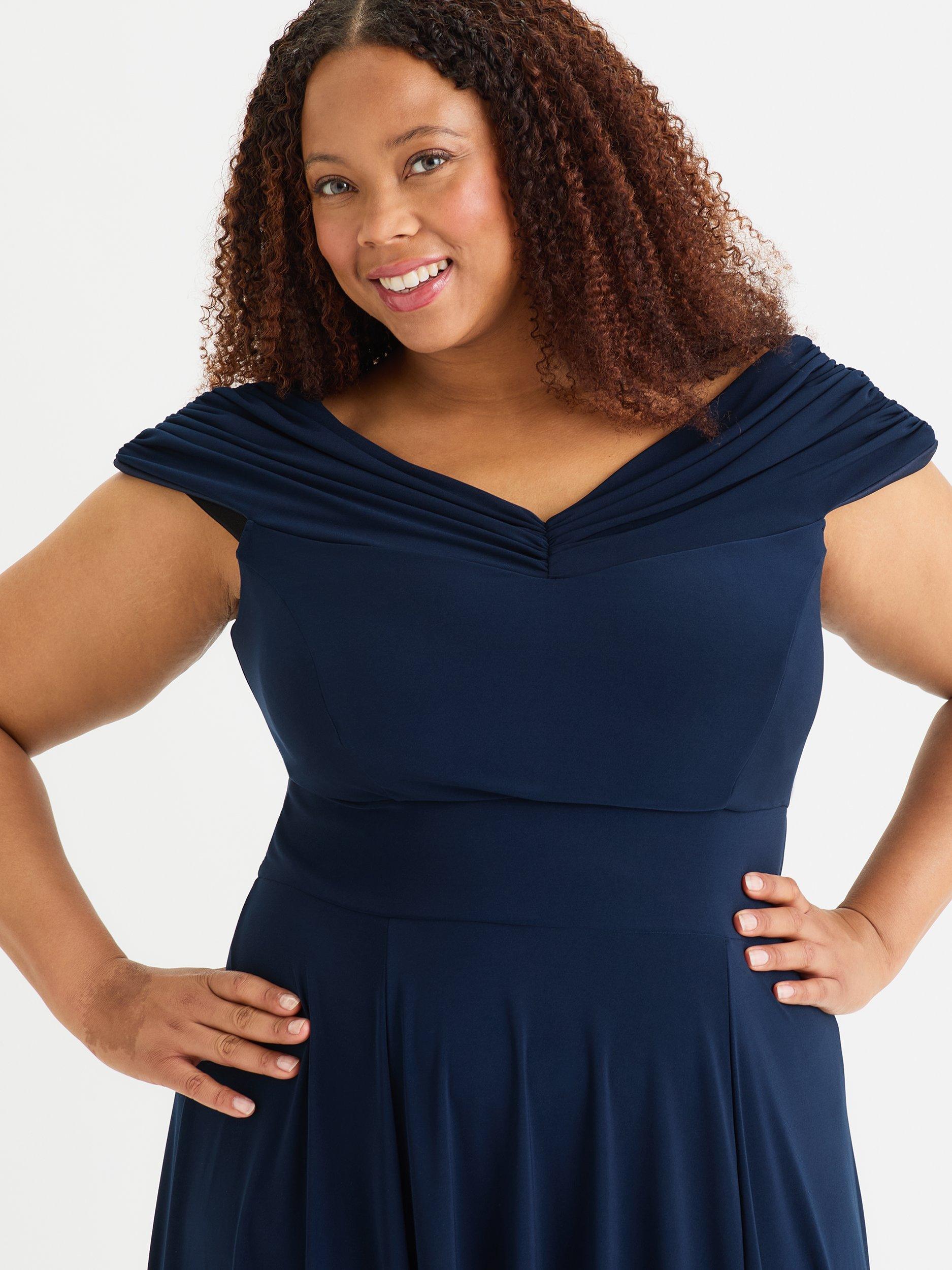 Product image 2 of 4, which shows Scarlett & Jo Bardot Maxi Dress, Navy, 12
