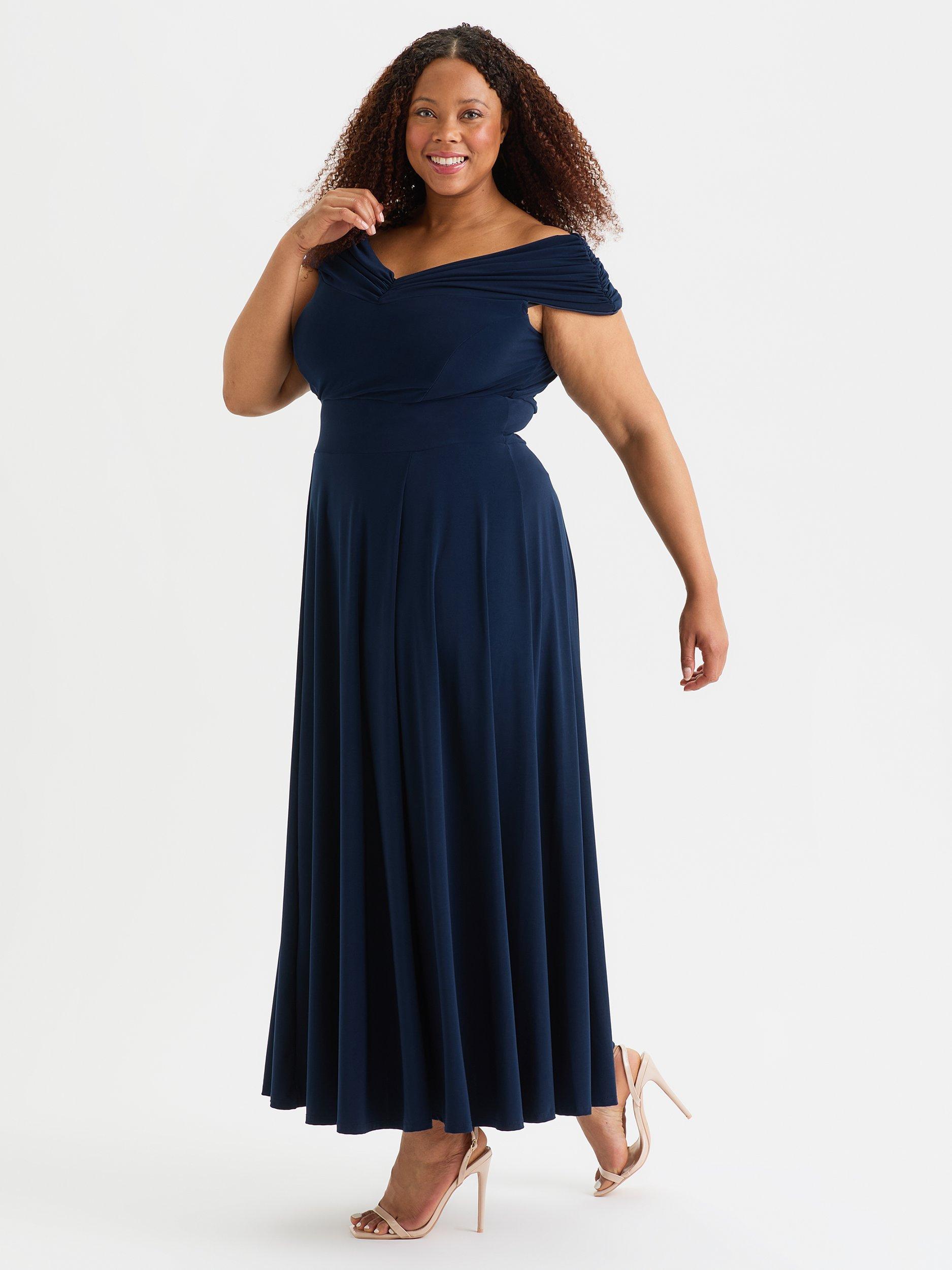 Product image 3 of 4, which shows Scarlett & Jo Bardot Maxi Dress, Navy, 12