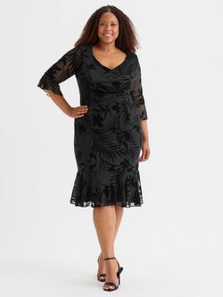 Scarlett & Jo Velvet Flocked Flapper Dress, Black, Black