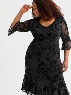 Scarlett & Jo Velvet Flocked Flapper Dress, Black - view 2, Black