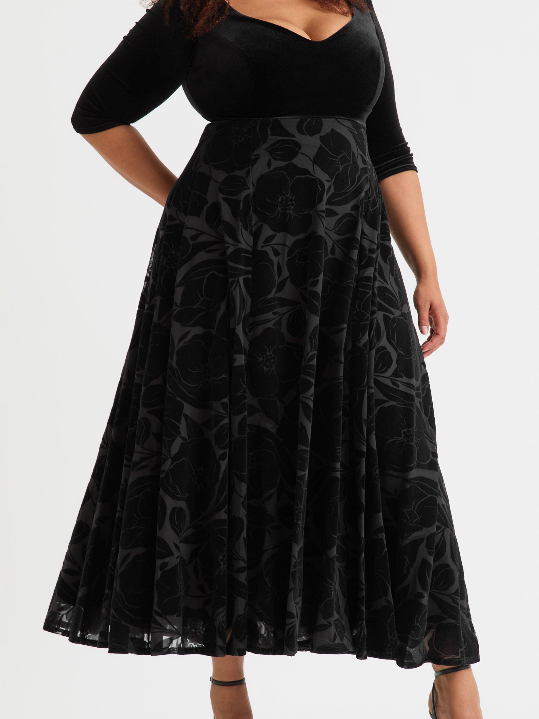 Product image 2 of 4, which shows Scarlett & Jo Velvet Flock 2 in 1 Dress, Black, 12