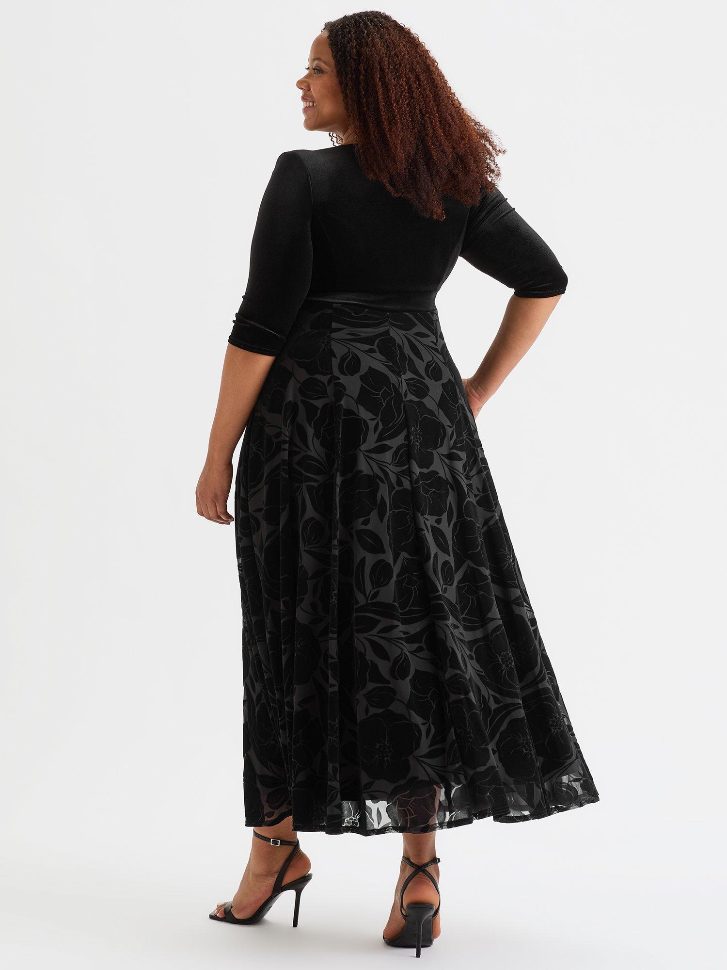Product image 4 of 4, which shows Scarlett & Jo Velvet Flock 2 in 1 Dress, Black, 12