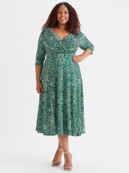 Scarlett & Jo Helena Paisley Dress, Teal/Cream