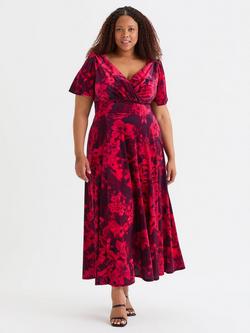 Scarlett & Jo Isabelle Float Sleeve Velvet Maxi Dress, Wine Red/Multi, Wine Red/Multi