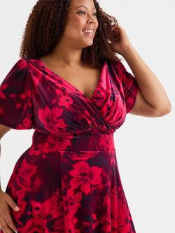 Scarlett & Jo Isabelle Float Sleeve Velvet Maxi Dress, Wine Red/Multi - view 2, Wine Red/Multi