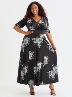 Scarlett & Jo Verity Floral Velvet Maxi Dress, Black/Silver, Black/Silver