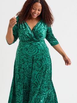 Scarlett & Jo Verity Swirl Velvet Maxi Dress, Dark Green - view 2, Dark Green